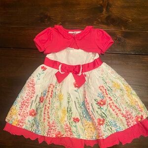 Blueberi Boulevard Pink & White Floral Bow Dress 12M